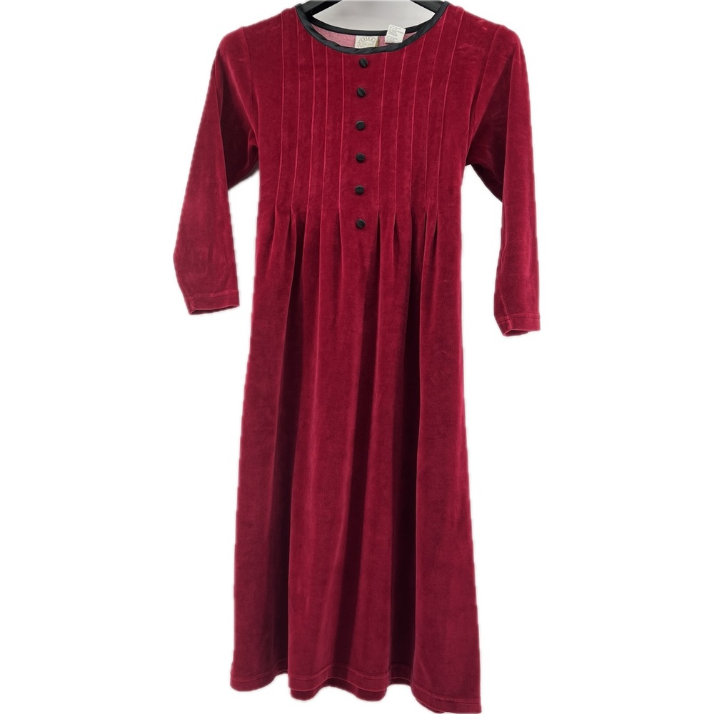 Erika & Company Petites Red Velour Midi Dress Long Sleeve Holiday Size PM